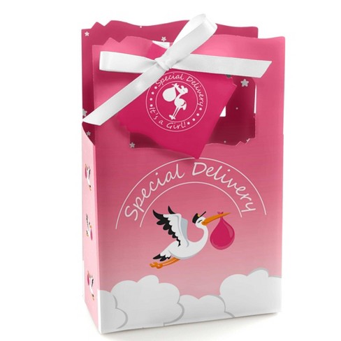 Big Dot of Happiness Girl Special Delivery - Pink It's a Girl Stork Baby Shower Favor Boxes - Set of 12 - image 1 of 4