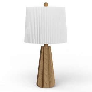 Maxax Wood Grain Table Lamp£¬Modern Nightstand Lamp£¬Bedside Lamp with Pleated Fabric Shade for Bedroom Living Room - 1 of 4