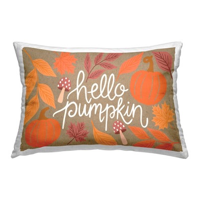 Stupell Industries Rustic Hello Pumpkin Indoor Decorative Throw Pillow, 14 x 20