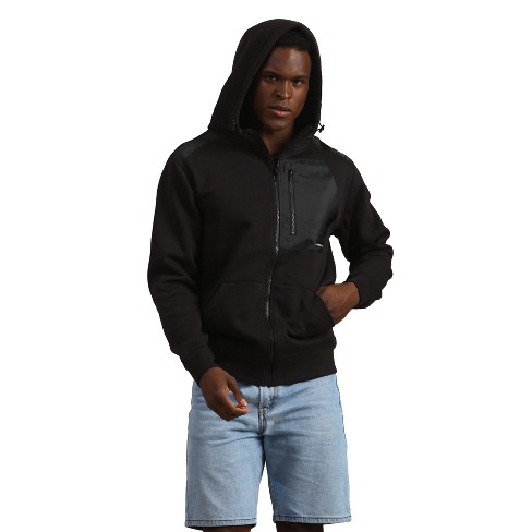 Members Only Men's Full Zip Hooded Sweatshirt With Chest Pocket - Black -  2x-large : Target