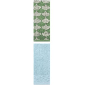 REGALWOVEN Cotton Geometric Absorbent Soft Decorative Hand Towel for Bathroom Hand Face Gym Spa 14" x 30"/13" x 29" 2 Pcs - 1 of 4
