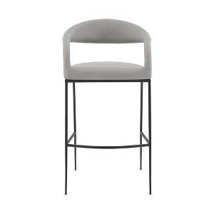 HomeRoots 26" Light Gray and Black Faux Leather and Iron Low Back Counter Height Bar Chair - 1 of 4