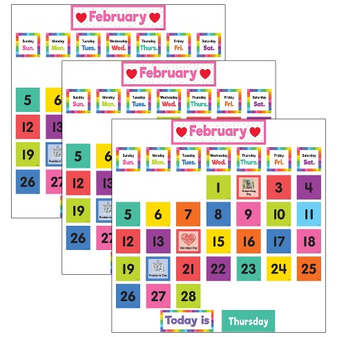 Teacher Created Resources® Colorful Calendar Pocket Chart Cards, 104 Per  Pack, 3 Packs : Target