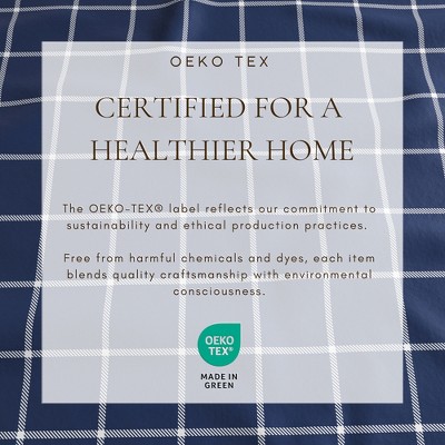 Twin Navy and White Cotton Flannel Windowpane Sheet Set