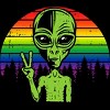 Adult Design By Humans Alien Peace Pride Retro Stripes By Tomoken Tank Top - 2 of 2