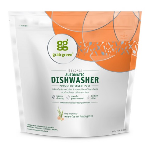 Grab Green Automatic Dishwashing Detergent Pods Tangerine with Lemongrass 132