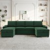 Whisen 109.5" Convertible Sofa Bed, Modern U-Shaped Sofa, Upholstered Couch with Storage Boxes & Pockets, Cup Holders - 2 of 4