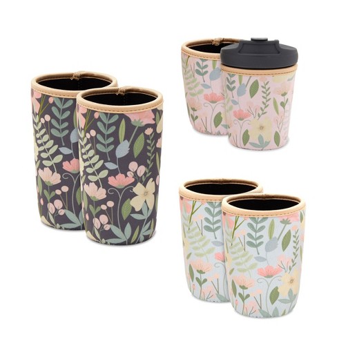 Sparkle Bash 6 Pack Reusable Neoprene Insulated Cup Drink Sleeves For Iced Coffee Floral Designs 3 Sizes Target