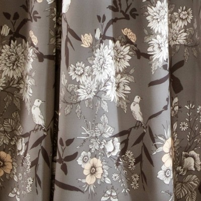 Gray Floral Blackout Polyester Rod Pocket Window Panel Set