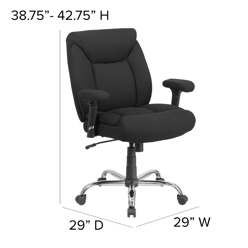 Flash Furniture HERCULES Series Big & Tall 400 lb. Rated Swivel Ergonomic Task Office Chair with Deep Tufted Seating and Adjustable Arms, 4 of 12