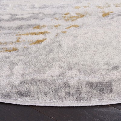 Palma 6'7" Round Gray and Beige Synthetic Rug