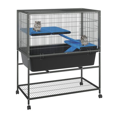 Hamster Cage, Small Animal Cage with Deep Tray, Storage Shelf & Wheels, Pet Habitat for Ferret, Guinea Pig Cage, Hedgehog, Chinchilla