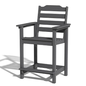 Decksplore 2-Pack HDPE Tall Back Chairs with Connecting Tray & Patio Footrest All-Weather Outdoor Use - 1 of 4