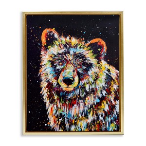 Stupell Industries Modern Bear Urban Strokes Black Framed Floater Canvas Wall Art - 1 of 4