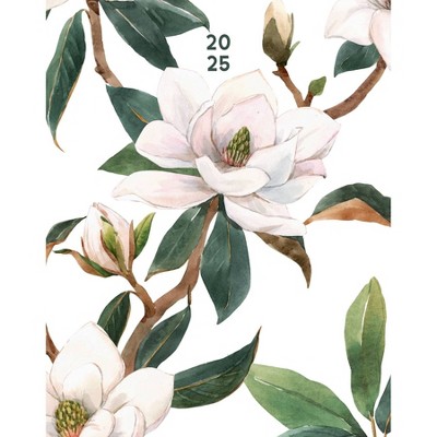 Willow Creek Press White Magnolia 2025 7.5"x9.5" Booklet Mntly Planner: Paper, Monthly, January-December, All Ages, Blue