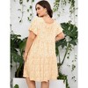LXT- Women's Plus Size Square Neck Ruffle Sleeve Flowy Floral Summer Midi Dress with Pockets - 2 of 4