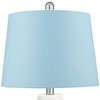 360 Lighting Modern Coastal Table Lamps 24 1/2" High Set of 2 White Ceramic LED Blue Hardback Drum Shade for Bedroom Living Room House Home Nightstand - 2 of 4