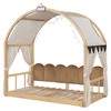 DOMETOUR Twin Size Extended Bed With Arched Roof and Trundle, Natural - 4 of 4