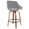 Fabric Padded Counter Stool with Curved Back, Bentwood Legs, and Metal Footrest for Kitchen or Home Bar - 3 of 4