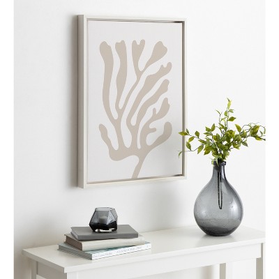 Beige Abstract Coral Print on Canvas with White Frame