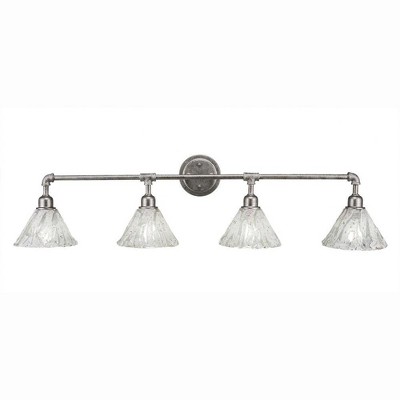 Toltec Lighting Vintage 4 - Light Vanity in  Aged Silver with 7" Italian Ice Shade