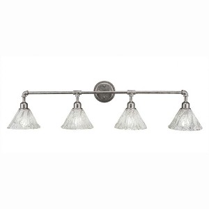 Toltec Lighting Vintage 4 - Light Vanity in  Aged Silver with 7" Italian Ice Shade - 1 of 1