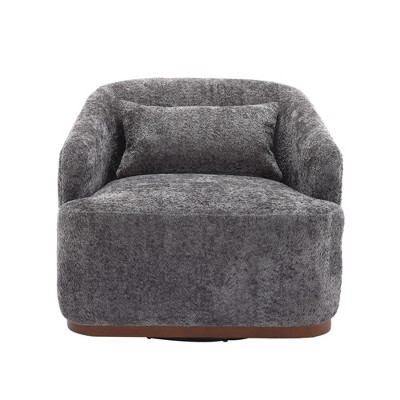 TIRAMISUBEST Gray 360 Degree Swivel Barrel Chair - A Comfy Accent Sofa Chair for the Living Room, Hotels, Bedrooms, Offices and Lounges