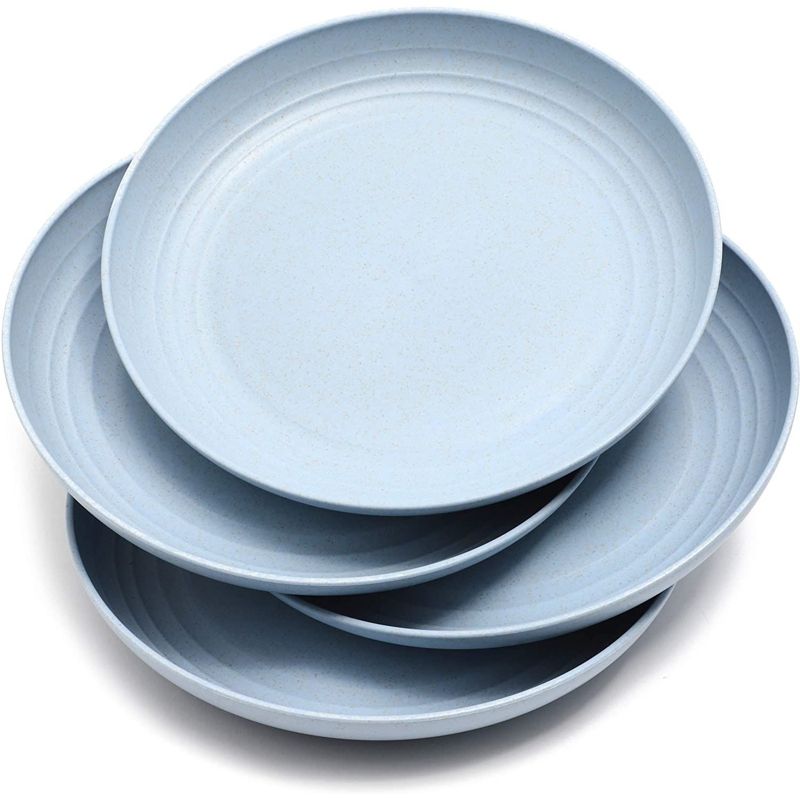 Juvale Set of 6 Blue Unbreakable Wheat Straw Cereal Dinner Plates Set for Kids, 9 In, 4 of 7