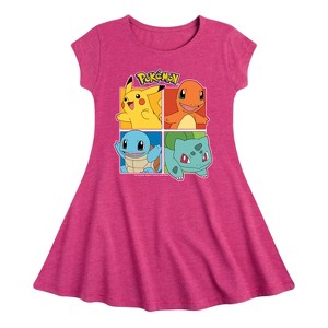 Girls' - Pokémon - Pokémon Squares Fit & Flair Cap Sleeve Dress - 1 of 3
