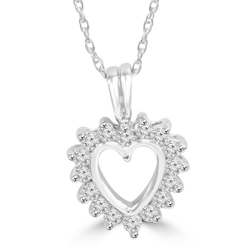 Pompeii3 3/8ct Heart Shape Diamond Womens Pendant SOLID 10K White Gold POPULAR Gift Item, 1 of 4