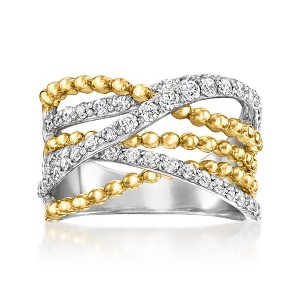 Ross-Simons 1.00 ct. t.w. Lab-Grown Diamond Highway Ring in Sterling Silver and 18kt Gold Over Sterling Size 8 - 1 of 4