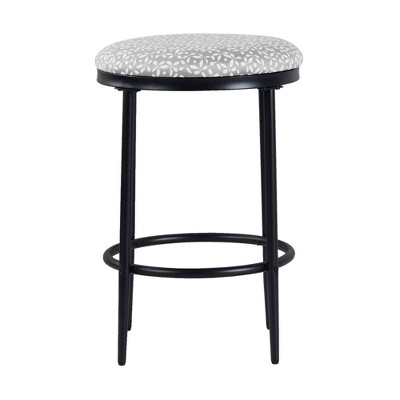 Light Gray Upholstered Metal Backless Counter Stool