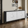 NicBex 62.99" Modern 4-Door Sideboard,Kitchen Storage Cabinets with Carved Flower Design and Metal Handle for Kitchen and Dining Room,White - 2 of 4