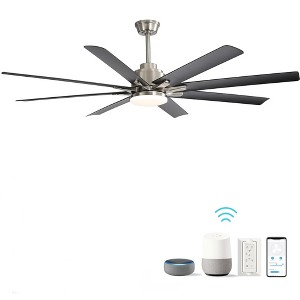 Wanze of Ocean 66in. LED Indoor Brushed Nickel Ceiling Fan with App&Remote Control and 3 Colors Adjustable - 1 of 4