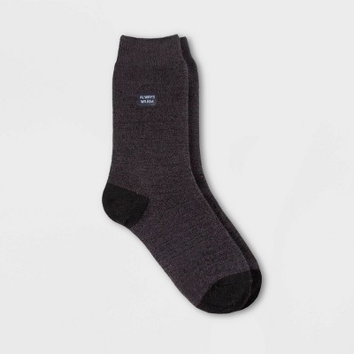 Always Warm by Heat Holders Women's Warm Twist Striped Crew Socks - Black/Gray 5-9