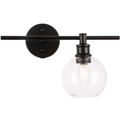 Elegant Lighting Collier 1 light Black and Clear glass right Wall sconce