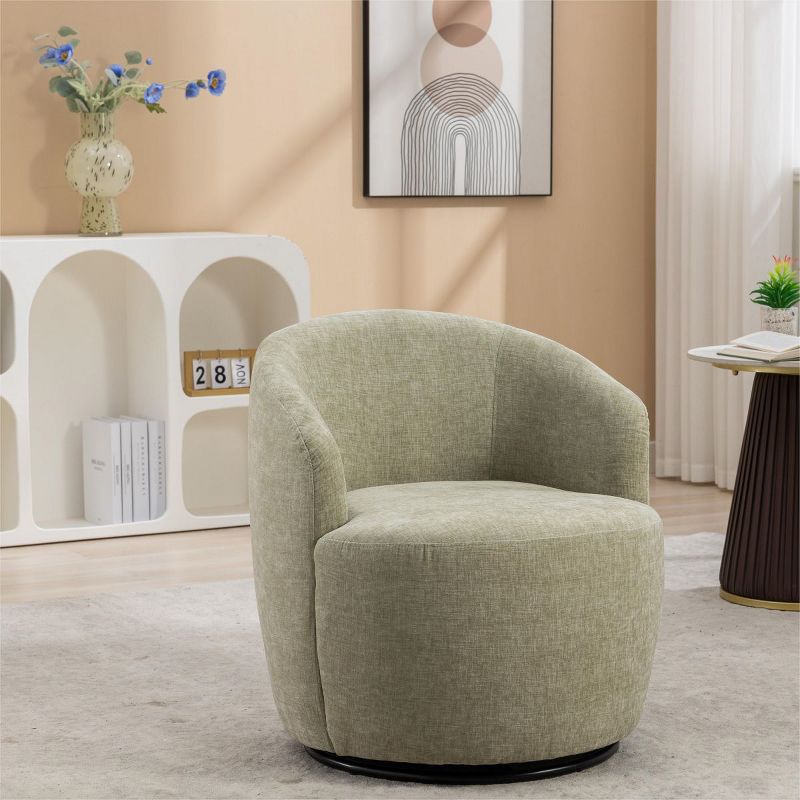 Fannie Chenille Swivel Accent Armchair Barrel Chair,25.60'' Wide Small Velvet Swivel Chair,360° Upholstered Swivel Barrel Chair-Maison Boucle‎, 1 of 10
