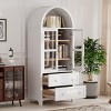 Arched Pantry Cabinet with Doors, Adjustable Shelves, MDF Kitchen Storage Cabinet with 2 Drawers, Tall Cabinet for Dining Room or Farmhouse-Koiai - 3 of 4