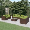vidaXL 8-Piece Comfy Patio Lounge Set - Durable Poly Rattan with Cushions, Modular Design, Easy to Clean, Brown & Green - 2 of 4