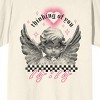 Old Statue Angel, Wings, Child, Heart, Thinking of You, 15:15, Checkered, on Sand Short Sleeve Adult T-Shirt - 2 of 3
