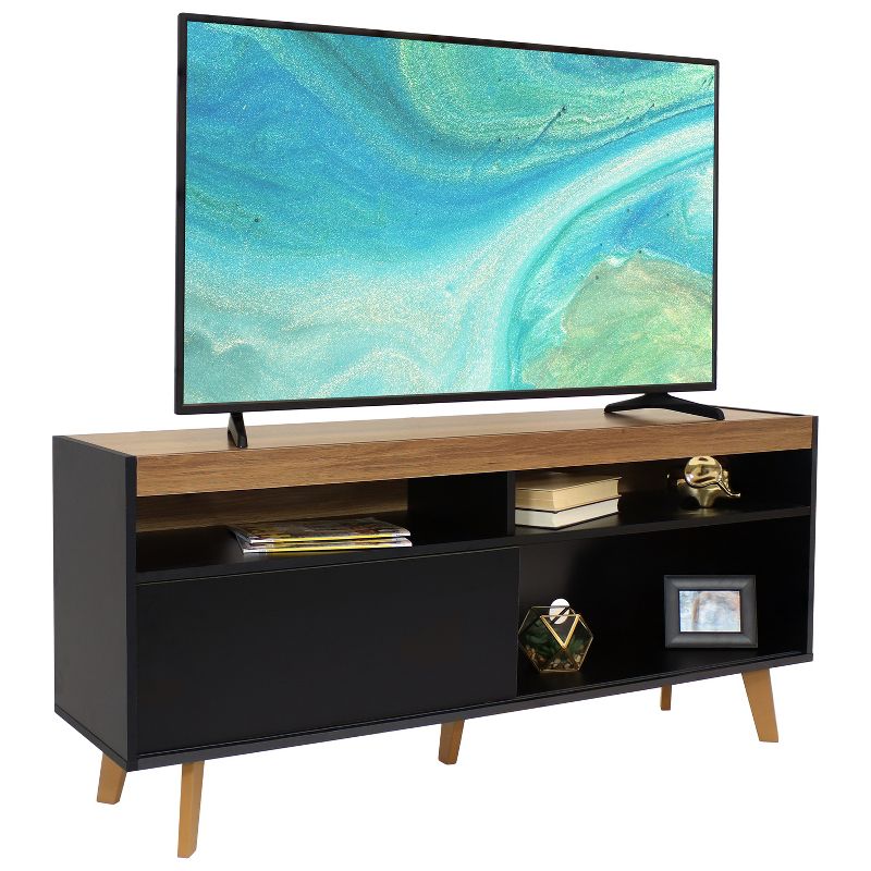 Sunnydaze Indoor Mid-Century Modern TV Stand Console with Storage Cabinet and Shelves for 58" TV, 3 of 21
