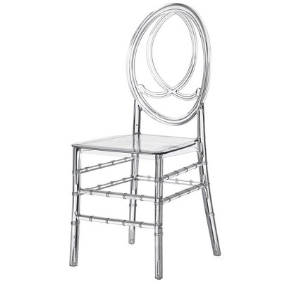 Fabulaxe Modern Acrylic Phoenix Dining Chair, Stackable Transparent Party Chair, Crystal Clear Acrylic Chair for Events and Weddings