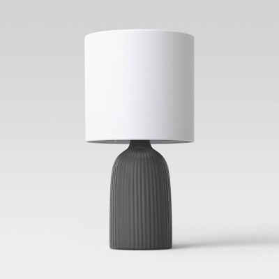 Fluted Ceramic Mini Table Lamp Dark Gray - Threshold™