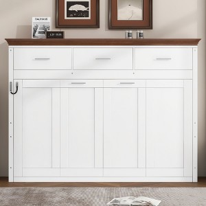 Whisen Wood Twin Size Murphy Bed with Charging Station and a Drawer - 1 of 4