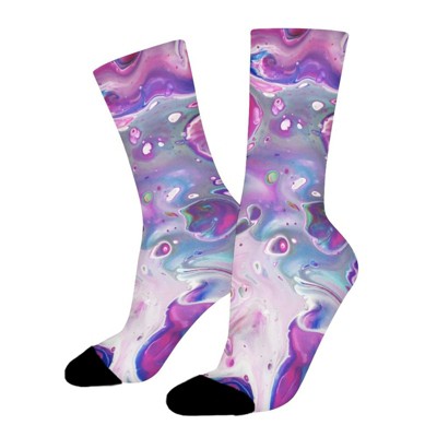 Colorful Abalone Pearl Shell Women Printed Crew Socks Funny Funky Socks Soft Polyester Novelty Gifts for Artists Men