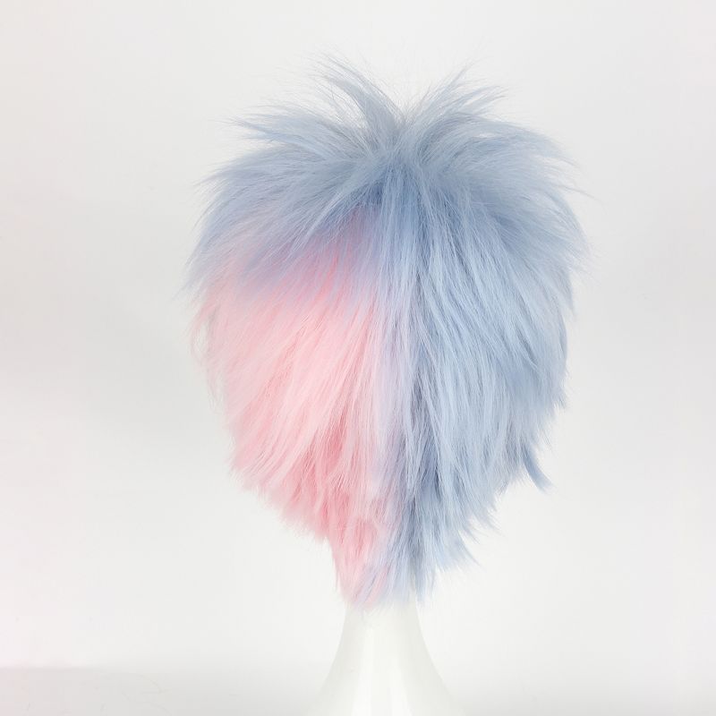 Unique Bargains Women's Wigs 12" Blue Pink with Wig Cap, 4 of 7