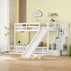 NicBex Twin Over Twin Bunk Bed with Safety Guardrail and Slide,Pine Solid Wooden Loft Bed with Storage Staircase,Bunk Beds for Bedroom,White - 2 of 4