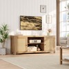 TV Stand, Farmhouse Entertainment Center with 2 Natural Rattan Doors and Height Adjustable Shelves, Modern Media TV Console for Living Room, Bedroom - 2 of 4