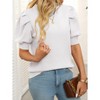 Clearlove Womens Puff Short Sleeve Sweater Tops Crewneck Basic Knit Lightweight Pullover Blouse - 3 of 4