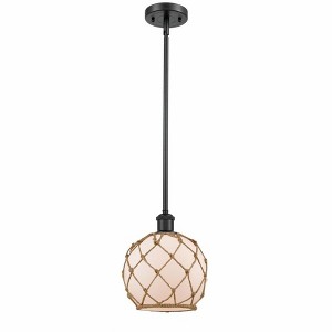Farmhouse Rope - 1 Light Stem Hung Mini Pendant In Industrial Style-10 Inches Tall and 8 Inches Wide - 1 of 1